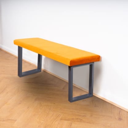 Sunny-Orange-Upholstered-Bench-with-Square-Legs-3