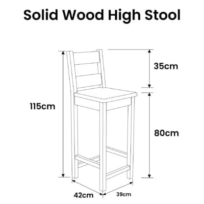 Size Guide Solid Wood High Stool