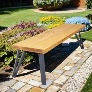 Rustic Garden Bench with Angled Box Hairpin Legs