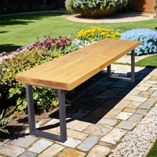Rustic Garden Bench with Square Legs