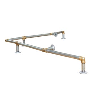 Bar/Kitchen-Corner-Foot-Rail-Industrial-Silver-and-Brass-Pipe-Style